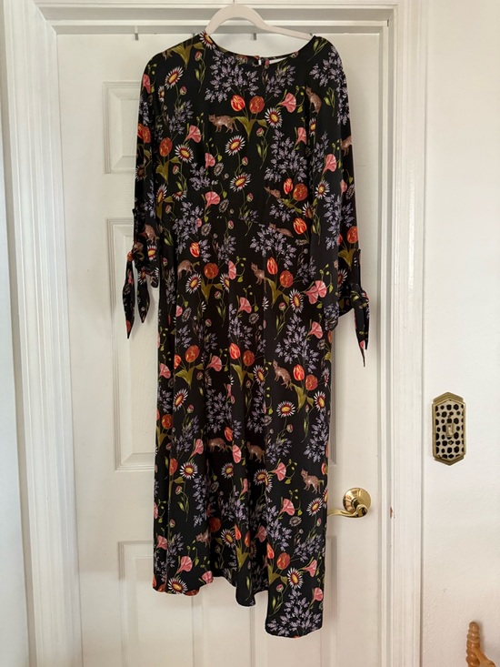 ASOS Dresses & Skirts - ASOS Black Floral Tie-Sleeve Midi Dress